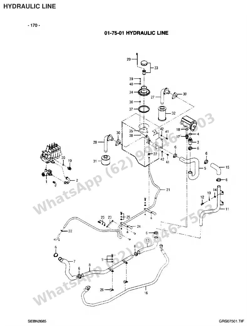 Vista explodida de peças do Catálogo Caterpillar EP18 36/48V MCII – exemplo 3