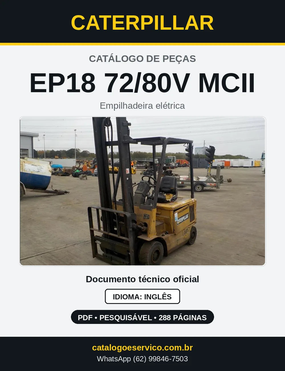 Capa do Catálogo de Peças Caterpillar EP18 72/80V MCII em PDF