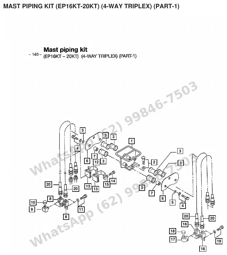 Vista explodida de peças do Catálogo Caterpillar EP20 36/48V MCIII – exemplo 1
