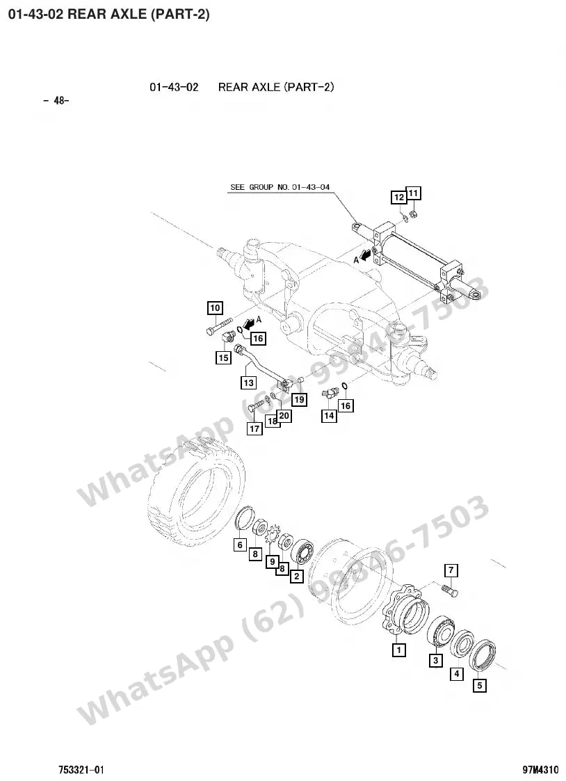Vista explodida de peças do Catálogo Caterpillar EP20CN – exemplo 1