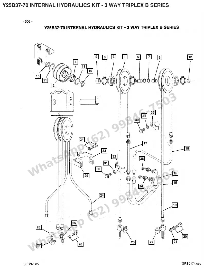 Vista explodida de peças do Catálogo Caterpillar EP25 72/80V MCII – exemplo 4
