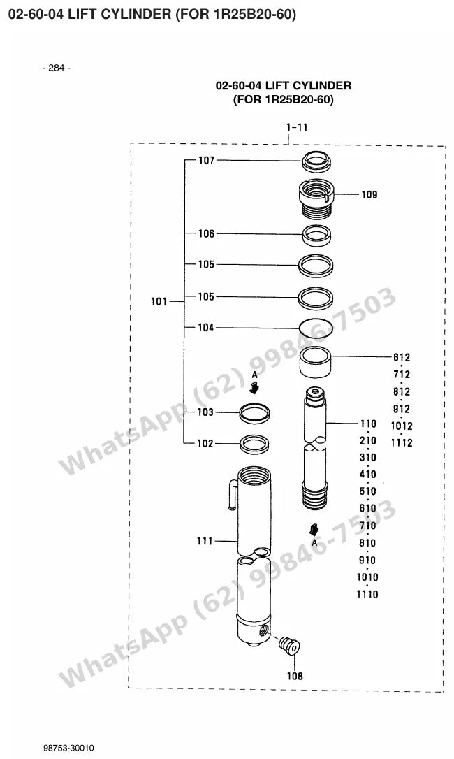 Vista explodida de peças do Catálogo Caterpillar EP30 72/80V MCIII – exemplo 4