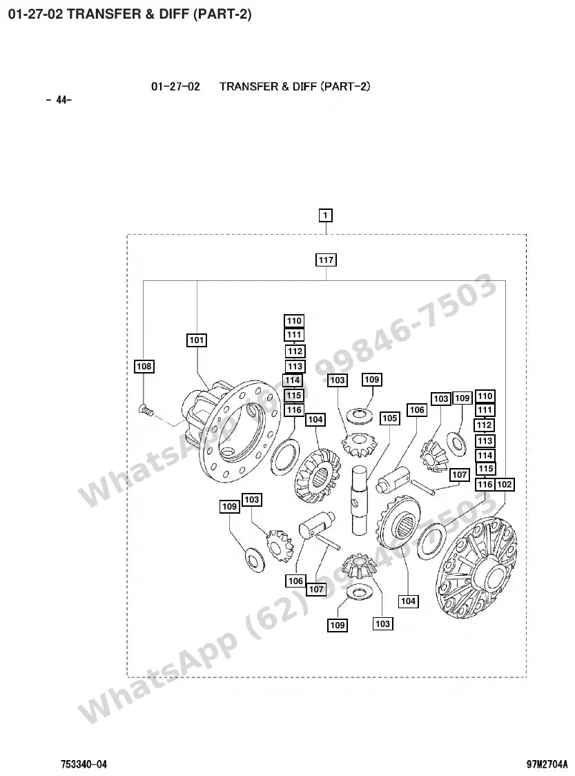 Vista explodida de peças do Catálogo Caterpillar EP30K PAC – exemplo 1