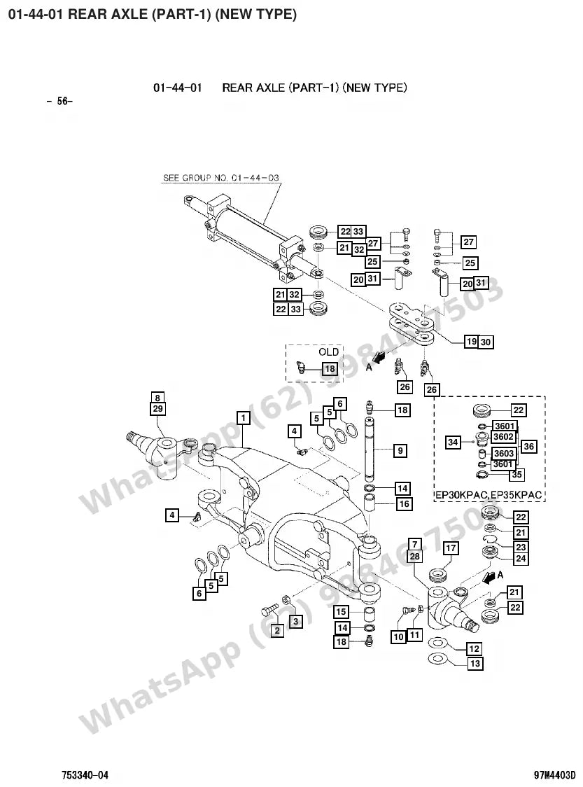 Vista explodida de peças do Catálogo Caterpillar EP35K PAC – exemplo 1