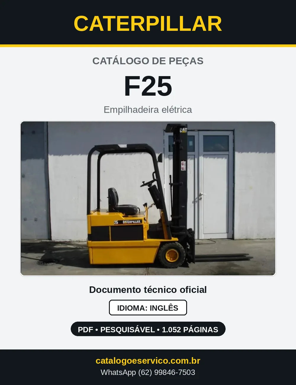Capa do Catálogo de Peças Caterpillar F25 em PDF