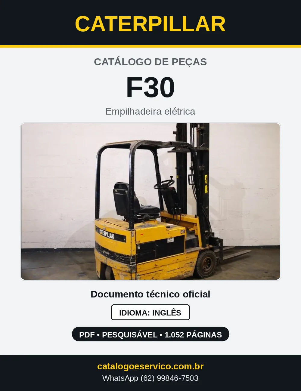 Capa do Catálogo de Peças Caterpillar F30 em PDF
