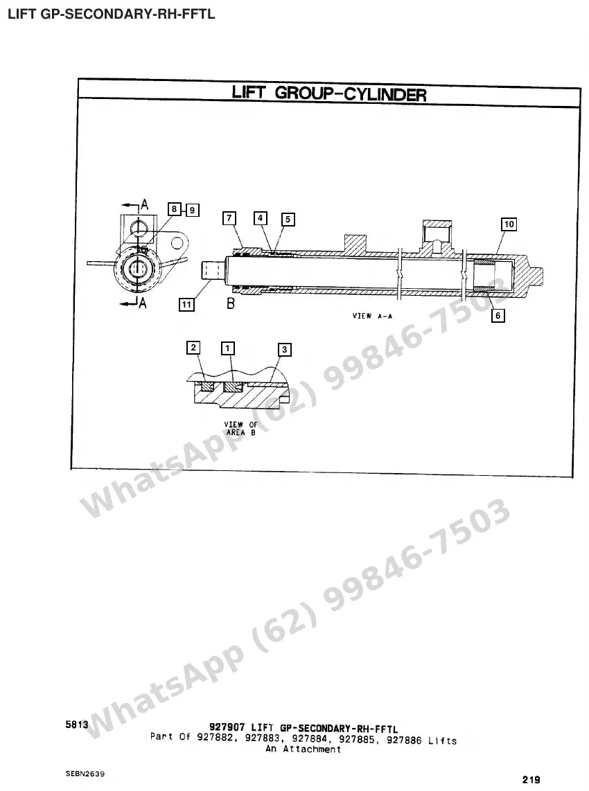 Vista explodida de peças do Catálogo Caterpillar F35 – exemplo 4