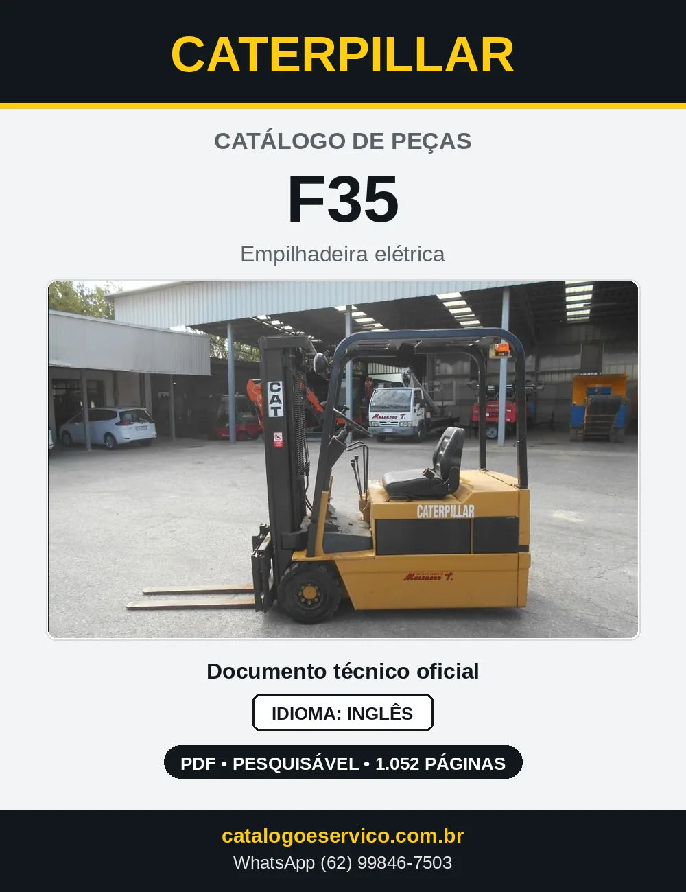 Capa do Catálogo de Peças Caterpillar F35 em PDF