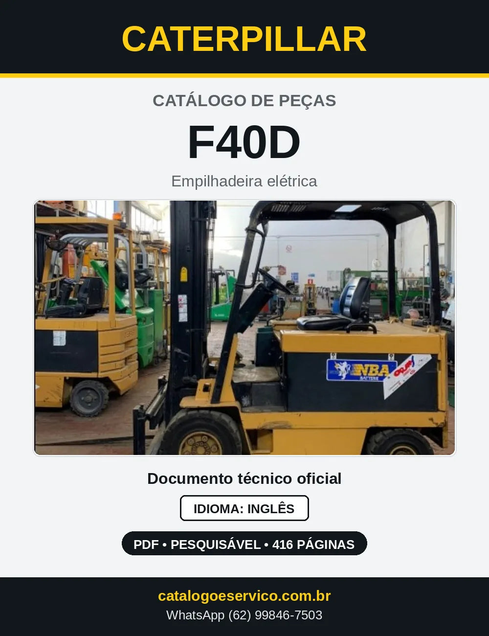 Capa do Catálogo de Peças Caterpillar F40D em PDF
