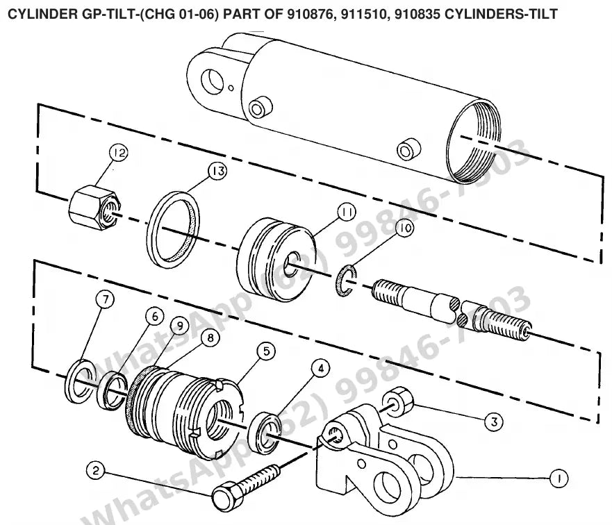 Vista explodida de peças do Catálogo Caterpillar F40D P – exemplo 3