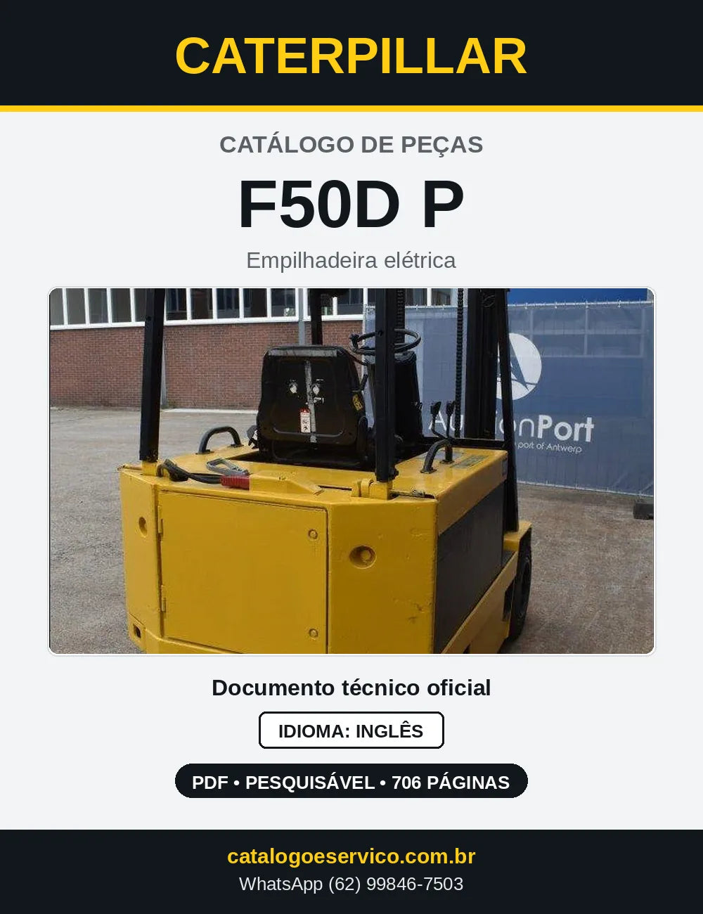 Capa do Catálogo de Peças Caterpillar F50D P em PDF
