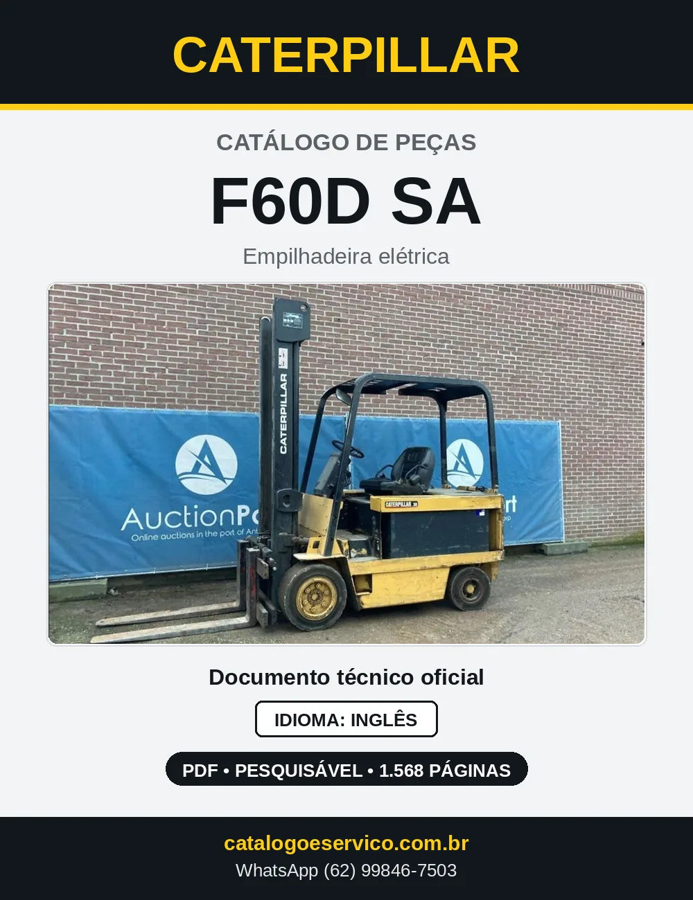Capa do Catálogo de Peças Caterpillar F60D SA em PDF