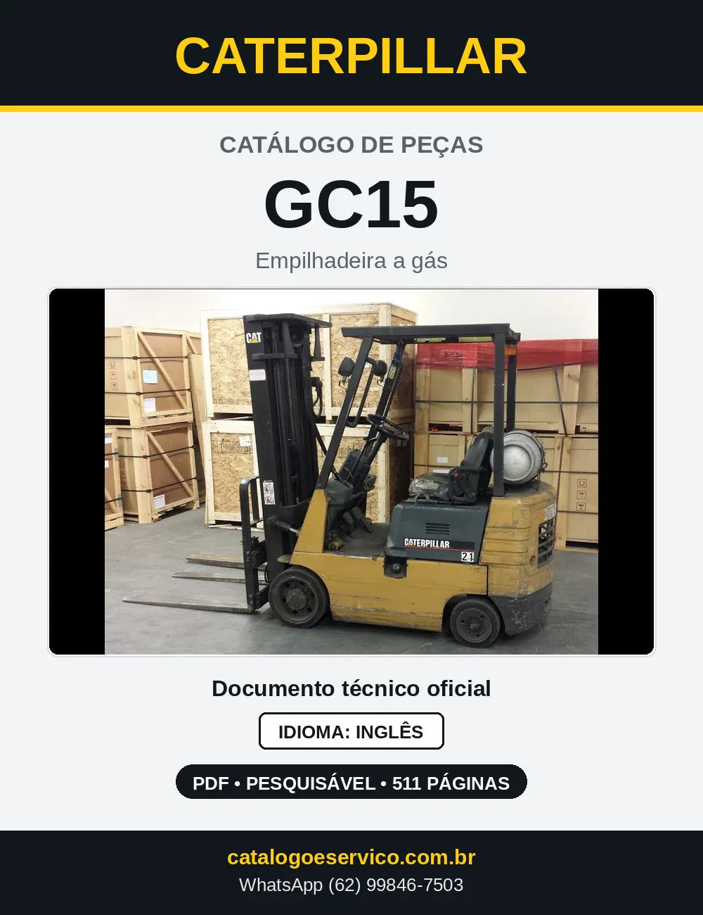 Capa do Catálogo de Peças Caterpillar GC15 em PDF