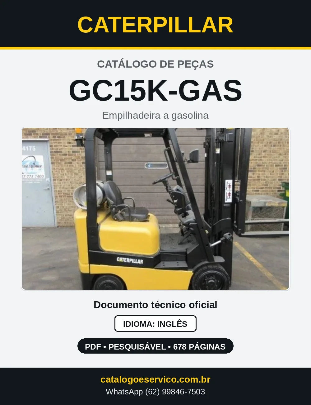 Capa do Catálogo de Peças Caterpillar GC15K-GAS em PDF