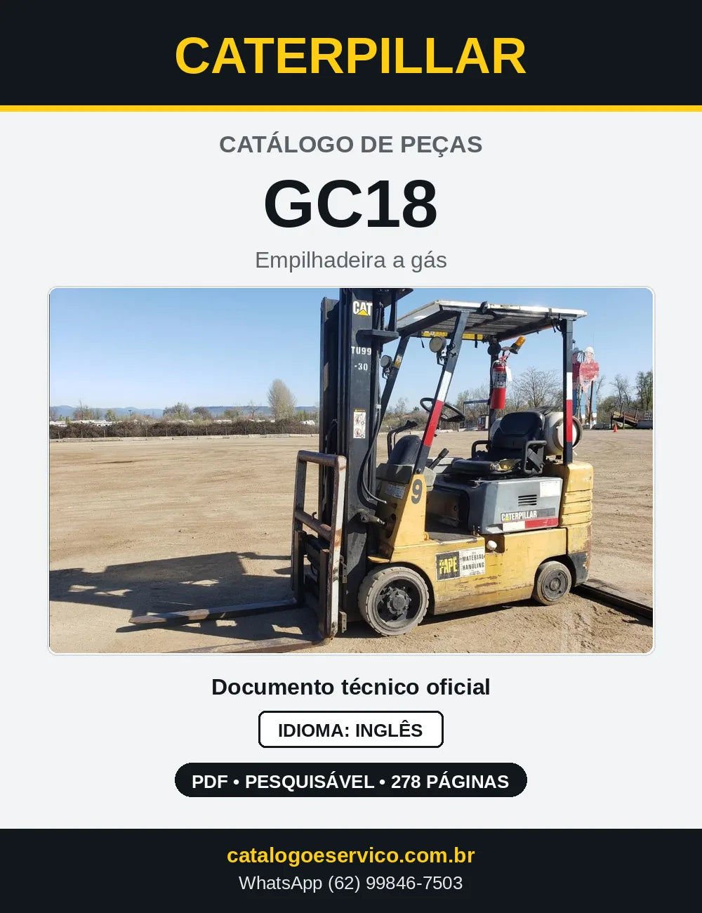 Capa do Catálogo de Peças Caterpillar GC18 em PDF