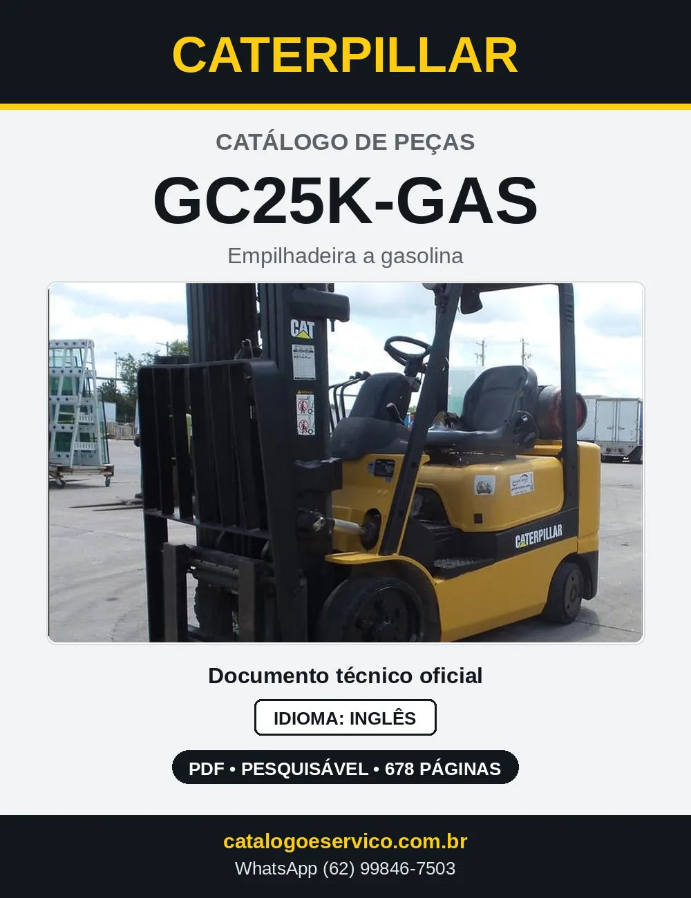 Capa do Catálogo de Peças Caterpillar GC25K-GAS em PDF