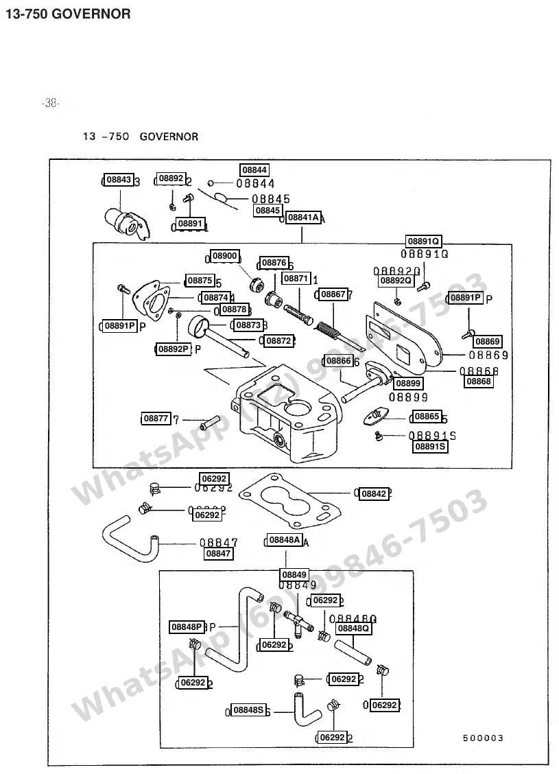 Vista explodida de peças do Catálogo Caterpillar GC30 – exemplo 1