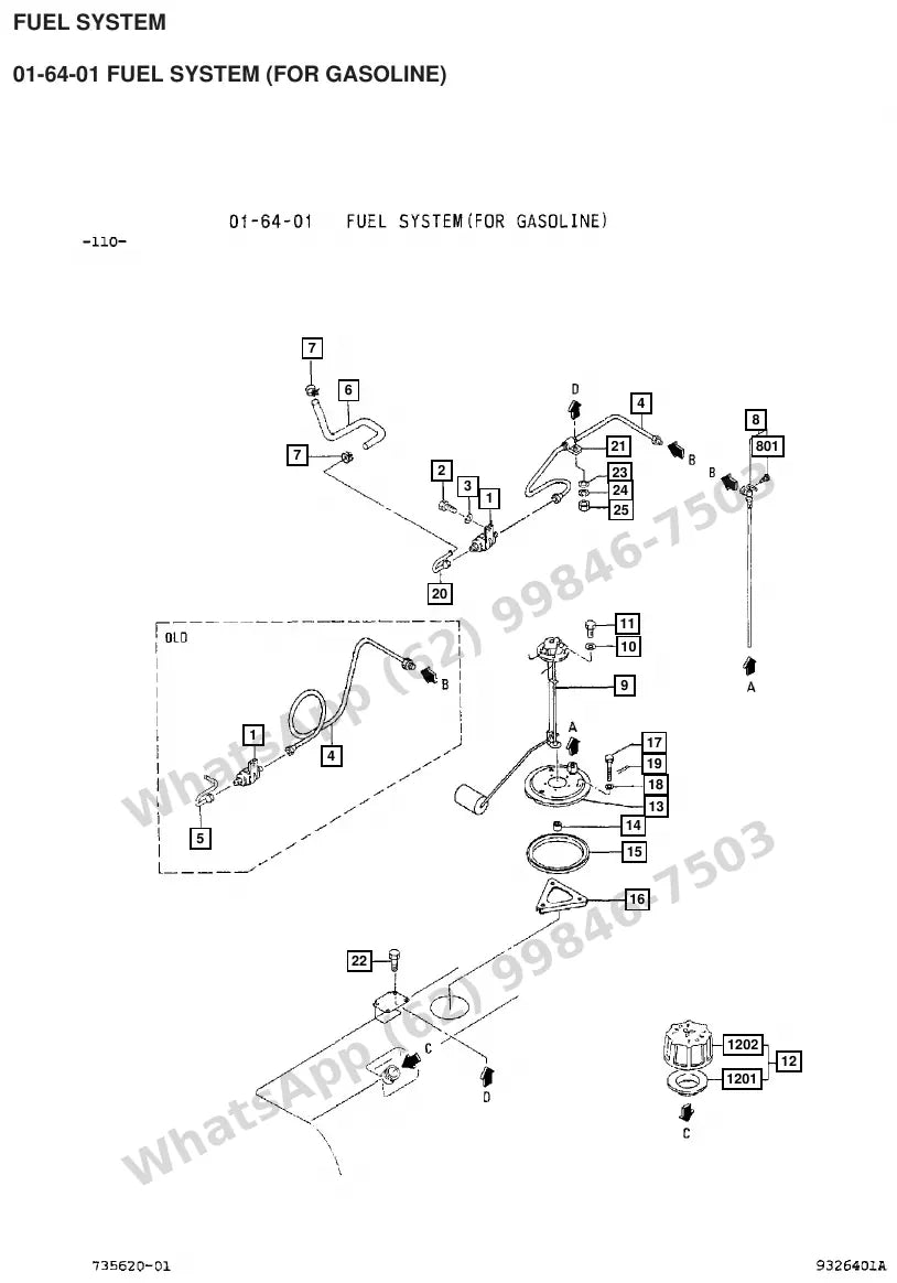 Vista explodida de peças do Catálogo Caterpillar GC30 – exemplo 3