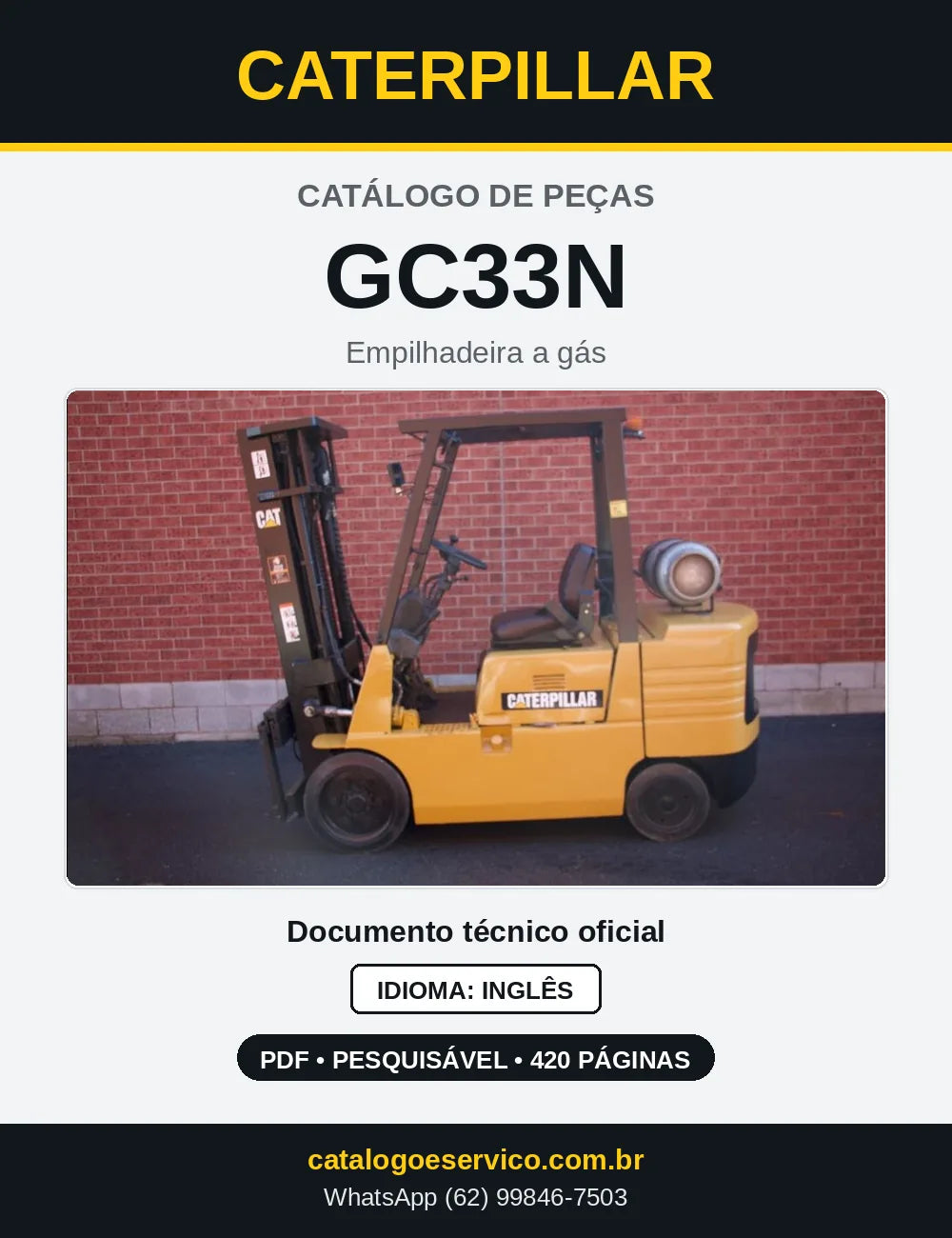 Capa do Catálogo de Peças Caterpillar GC33N em PDF