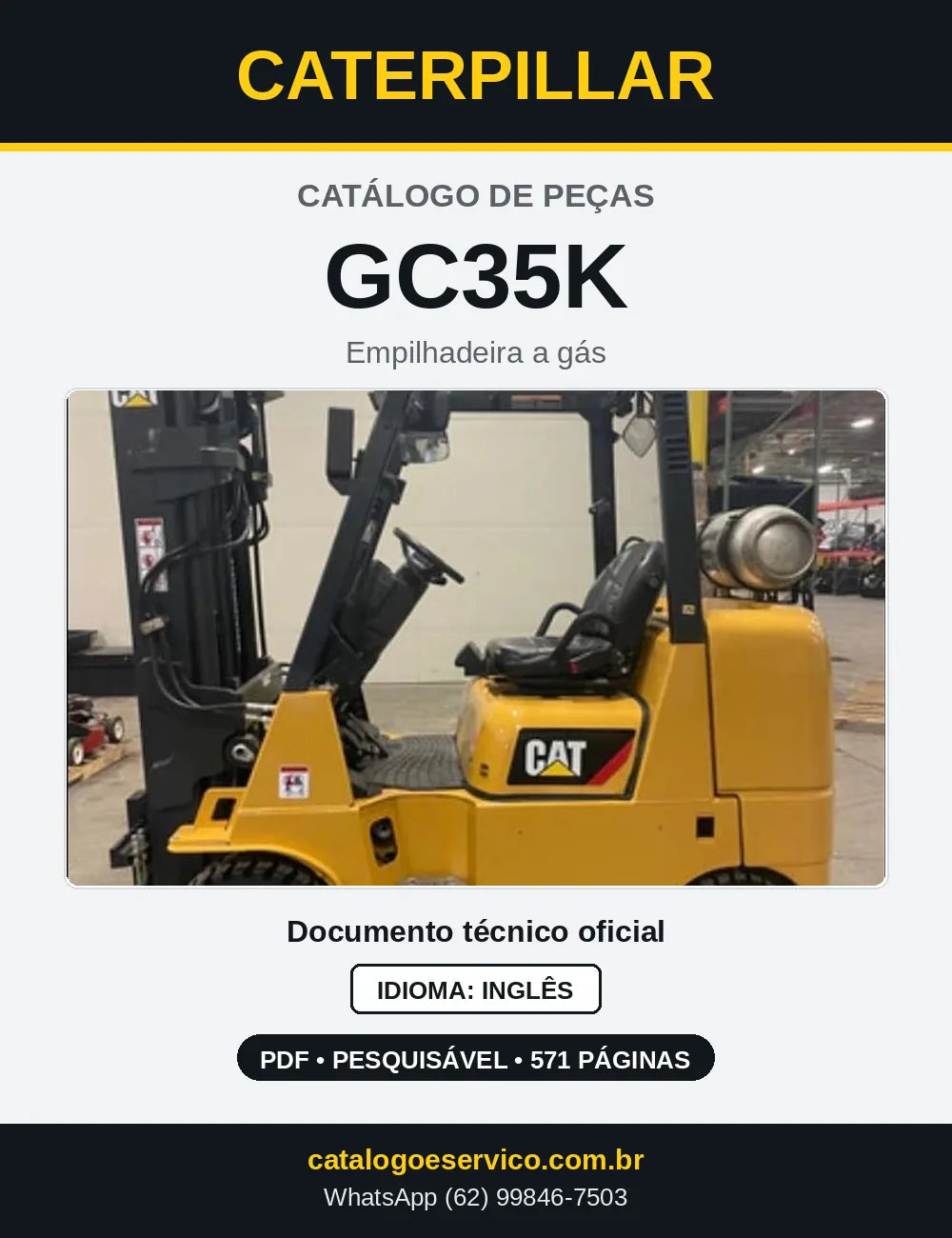 Capa do Catálogo de Peças Caterpillar GC35K em PDF