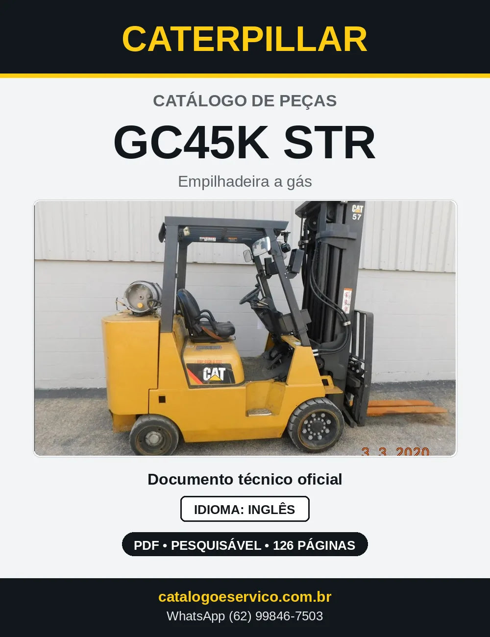 Capa do Catálogo de Peças Caterpillar GC45K STR em PDF