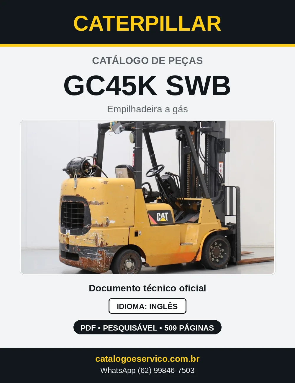 Capa do Catálogo de Peças Caterpillar GC45K SWB em PDF