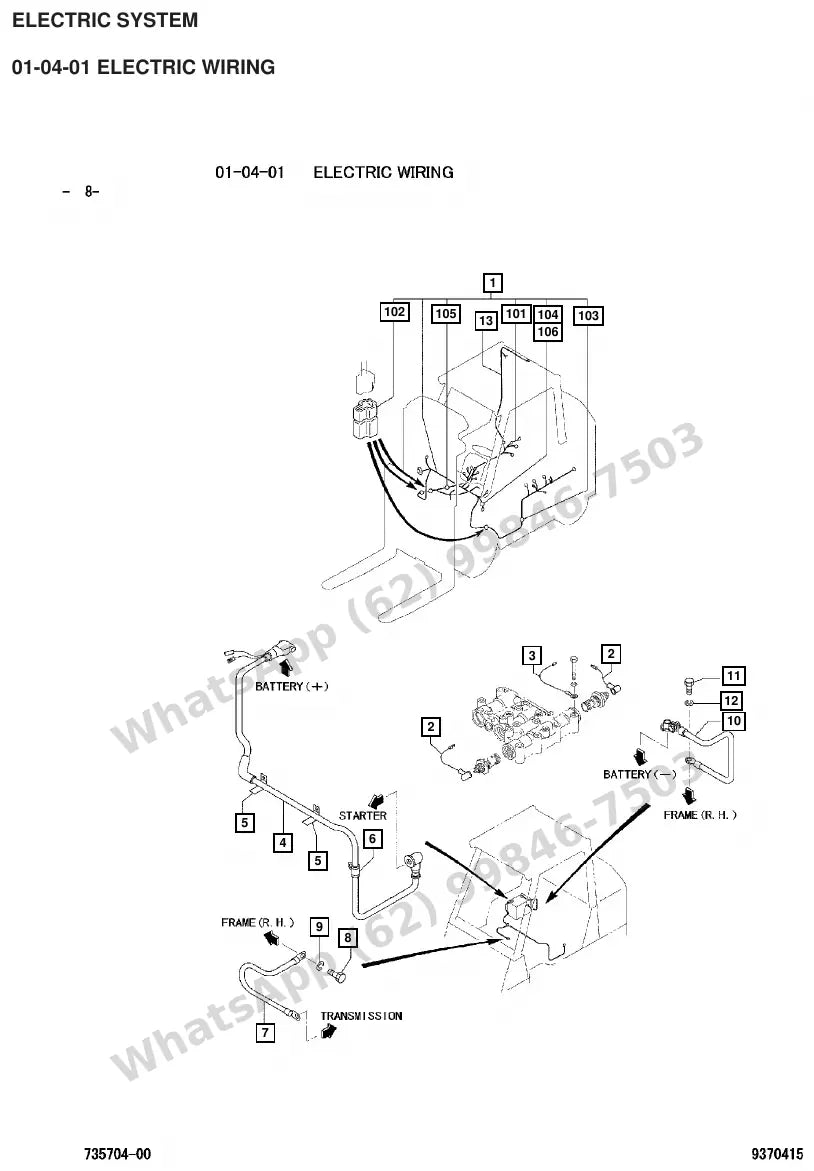 Vista explodida de peças do Catálogo Caterpillar GC55K – exemplo 3