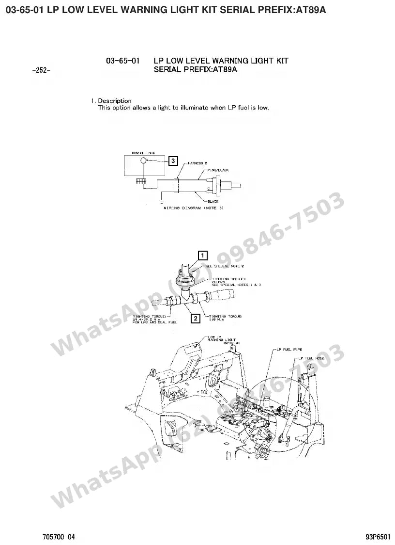 Vista explodida de peças do Catálogo Caterpillar GC70K – exemplo 3