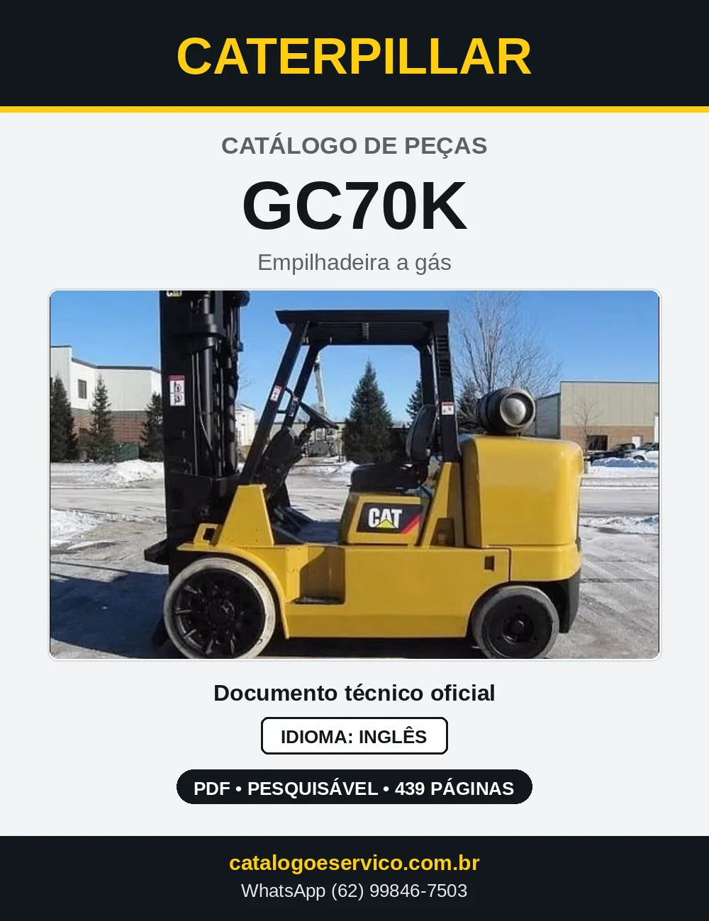 Capa do Catálogo de Peças Caterpillar GC70K em PDF
