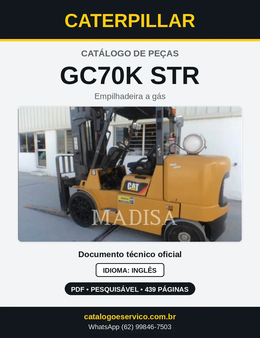 Capa do Catálogo de Peças Caterpillar GC70K STR em PDF