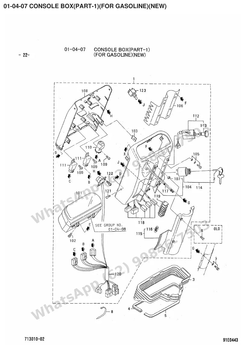 Vista explodida de peças do Catálogo Caterpillar GP15 FC – exemplo 1