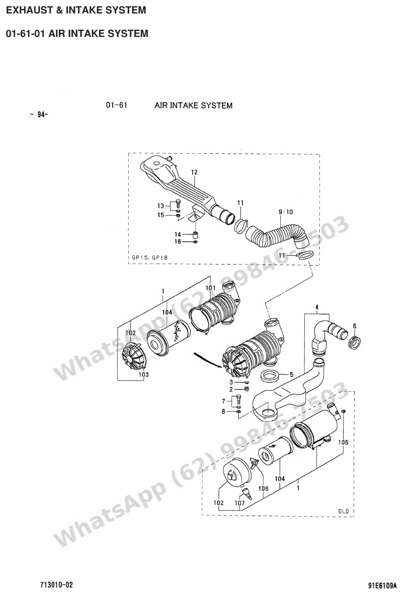 Vista explodida de peças do Catálogo Caterpillar GP15 FC – exemplo 2
