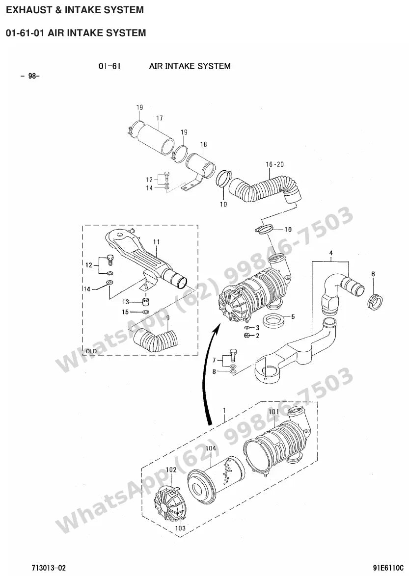 Vista explodida de peças do Catálogo Caterpillar GP18K FC – exemplo 1