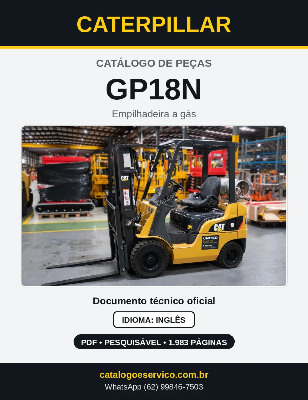 Capa do Catálogo de Peças Caterpillar GP18N em PDF