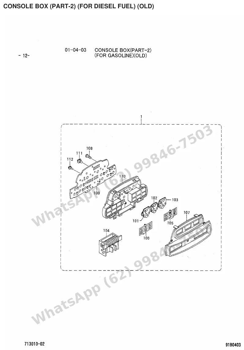 Vista explodida de peças do Catálogo Caterpillar GP20 FC – exemplo 2