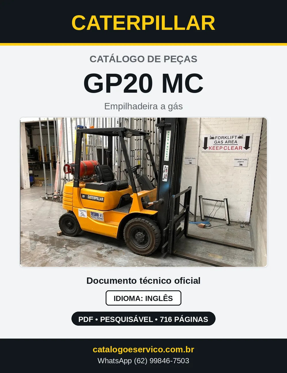 Capa do Catálogo de Peças Caterpillar GP20 MC em PDF