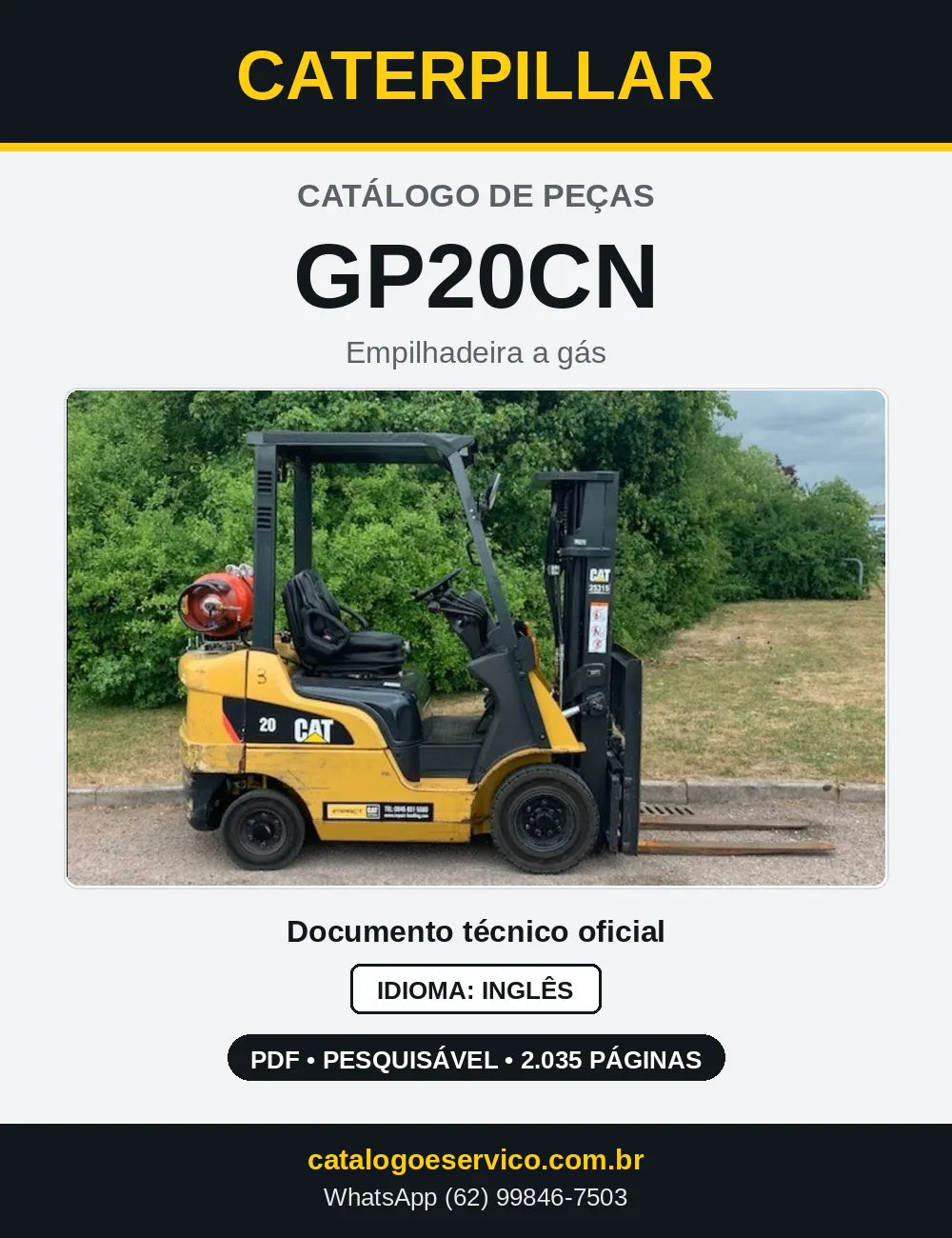 Capa do Catálogo de Peças Caterpillar GP20CN em PDF