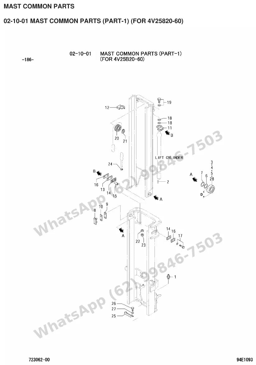 Vista explodida de peças do Catálogo Caterpillar GP20HN – exemplo 3
