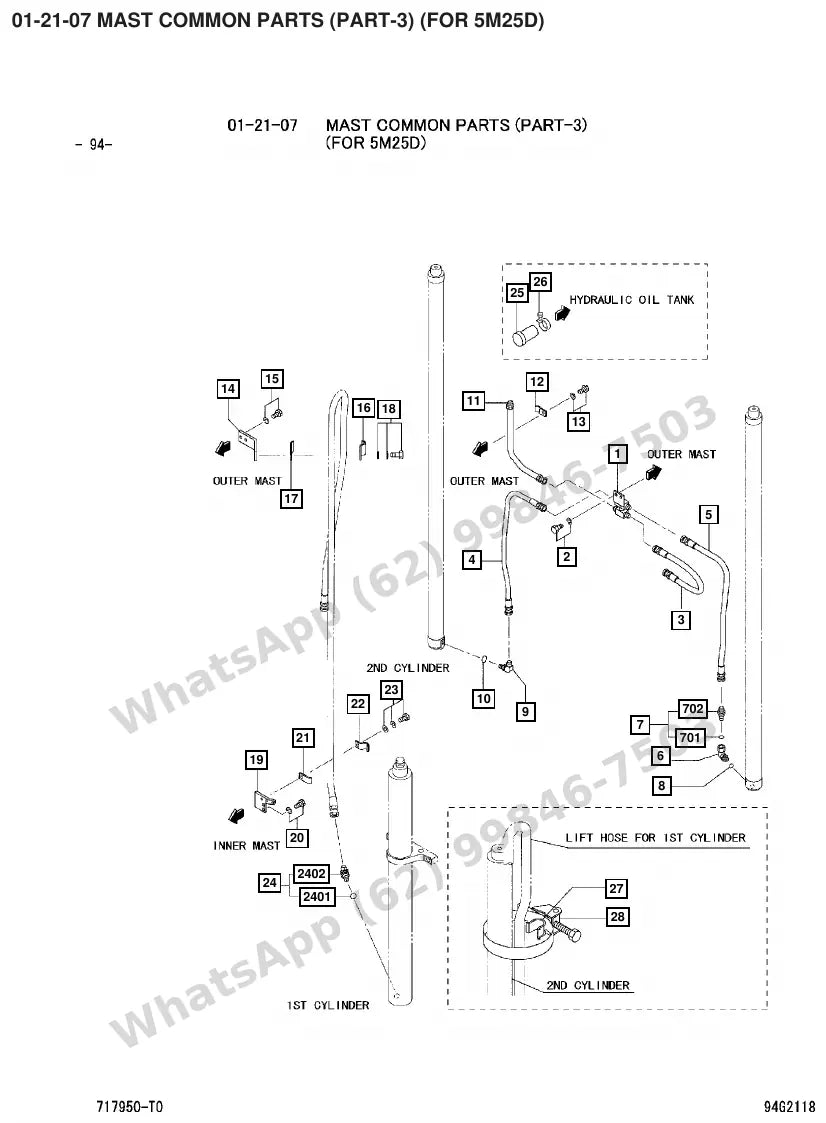 Vista explodida de peças do Catálogo Caterpillar GP20N – exemplo 2