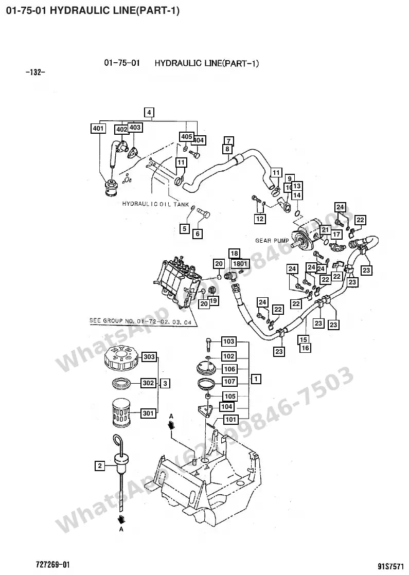 Vista explodida de peças do Catálogo Caterpillar GP25 MC – exemplo 4