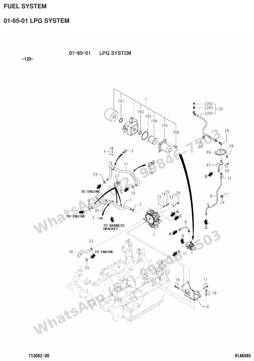 Vista explodida de peças do Catálogo Caterpillar GP25HN – exemplo 2