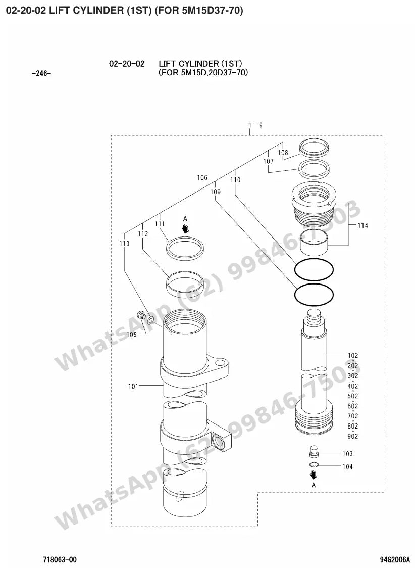 Vista explodida de peças do Catálogo Caterpillar GP25ZN – exemplo 2