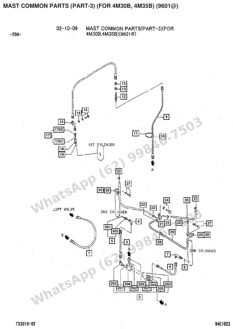 Vista explodida de peças do Catálogo Caterpillar GP30 FC – exemplo 4