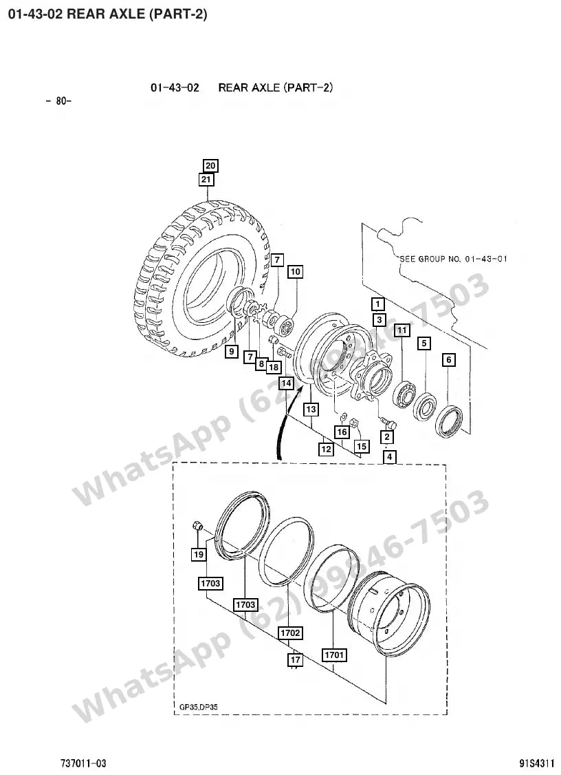 Vista explodida de peças do Catálogo Caterpillar GP30 MC – exemplo 2
