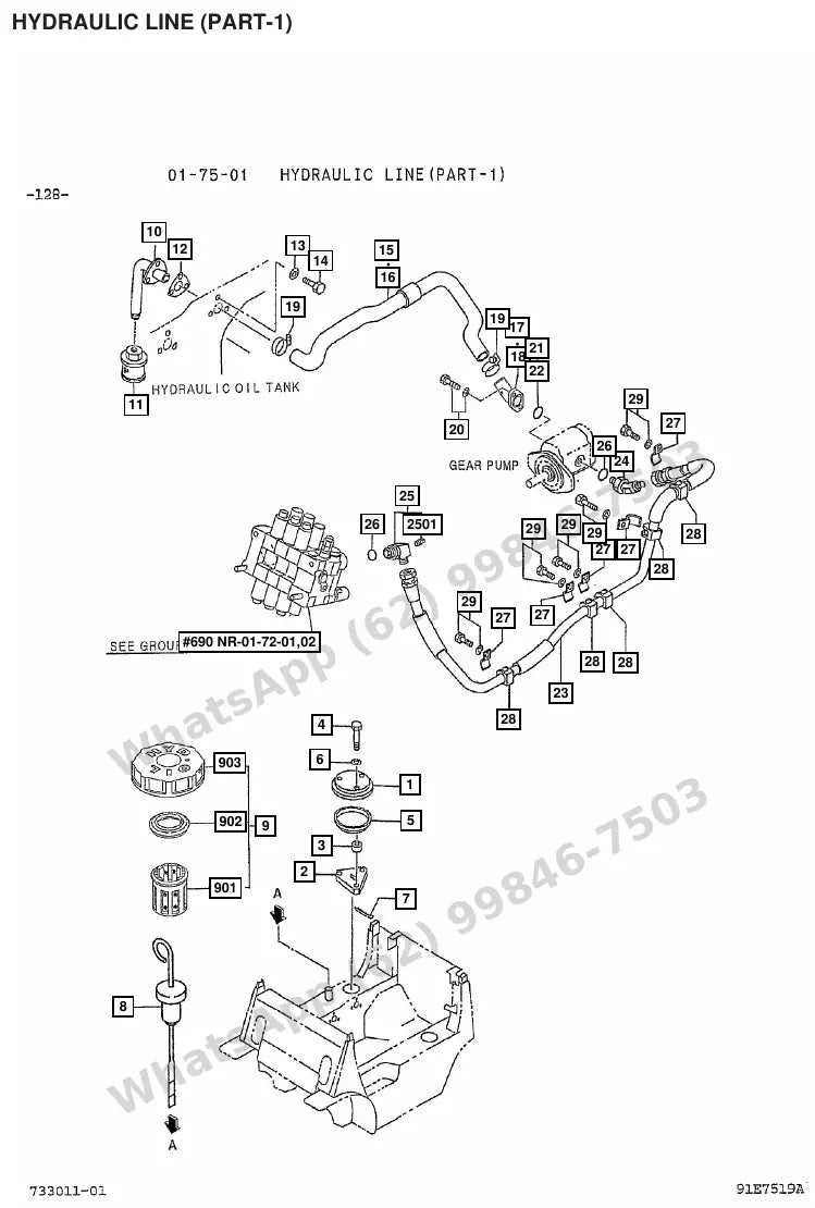 Vista explodida de peças do Catálogo Caterpillar GP30K FC – exemplo 3