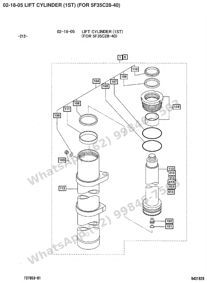 Vista explodida de peças do Catálogo Caterpillar GP30N – exemplo 4