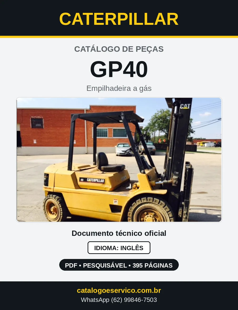 Capa do Catálogo de Peças Caterpillar GP40 em PDF