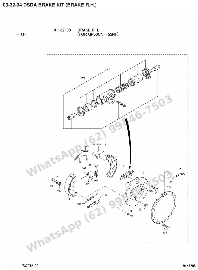 Vista explodida de peças do Catálogo Caterpillar GP45N – exemplo 4