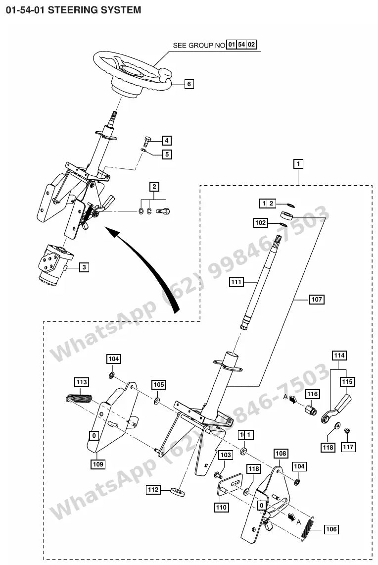 Vista explodida de peças do Catálogo Caterpillar GP50CN – exemplo 1