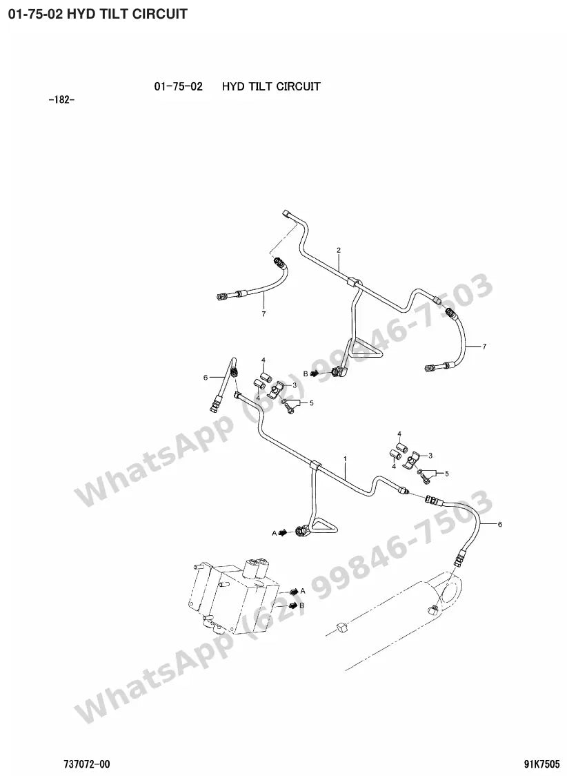 Vista explodida de peças do Catálogo Caterpillar GP50N – exemplo 1